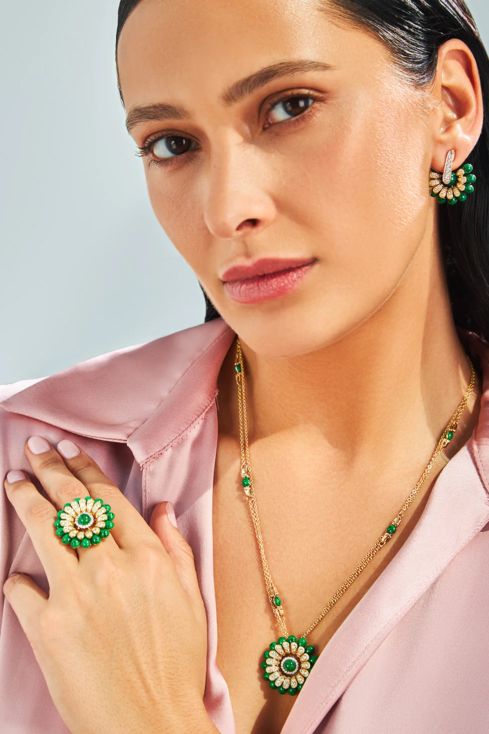 ALLEGRA GREEN ENAMEL FLOWER RING - Image 3
