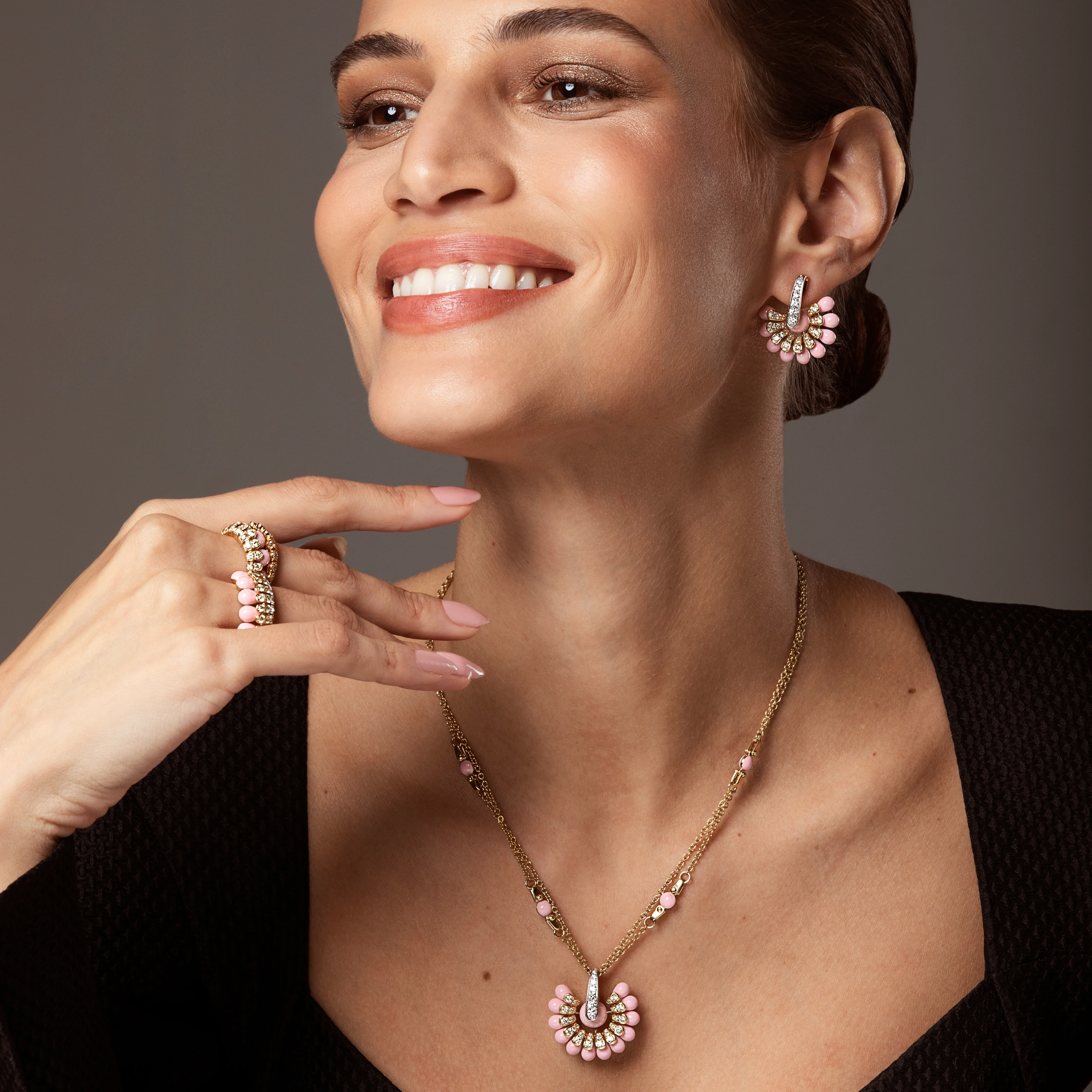 ALLEGRA PINK ENAMEL FLOWER EARRINGS - Image 3