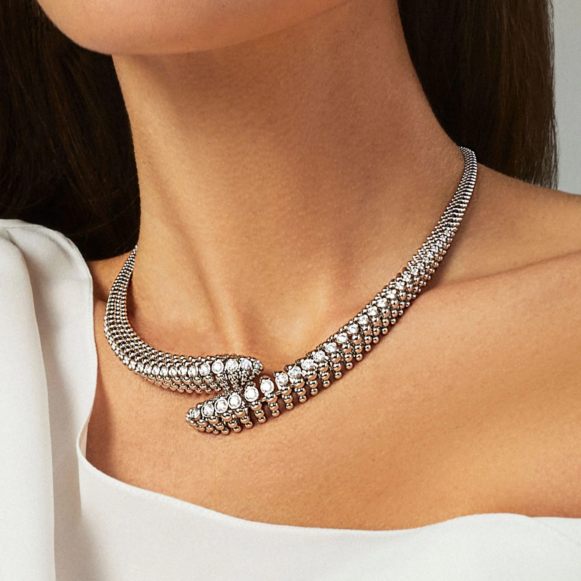 BUBBLES CONTRARIÈ WHITE GOLD NECKLACE