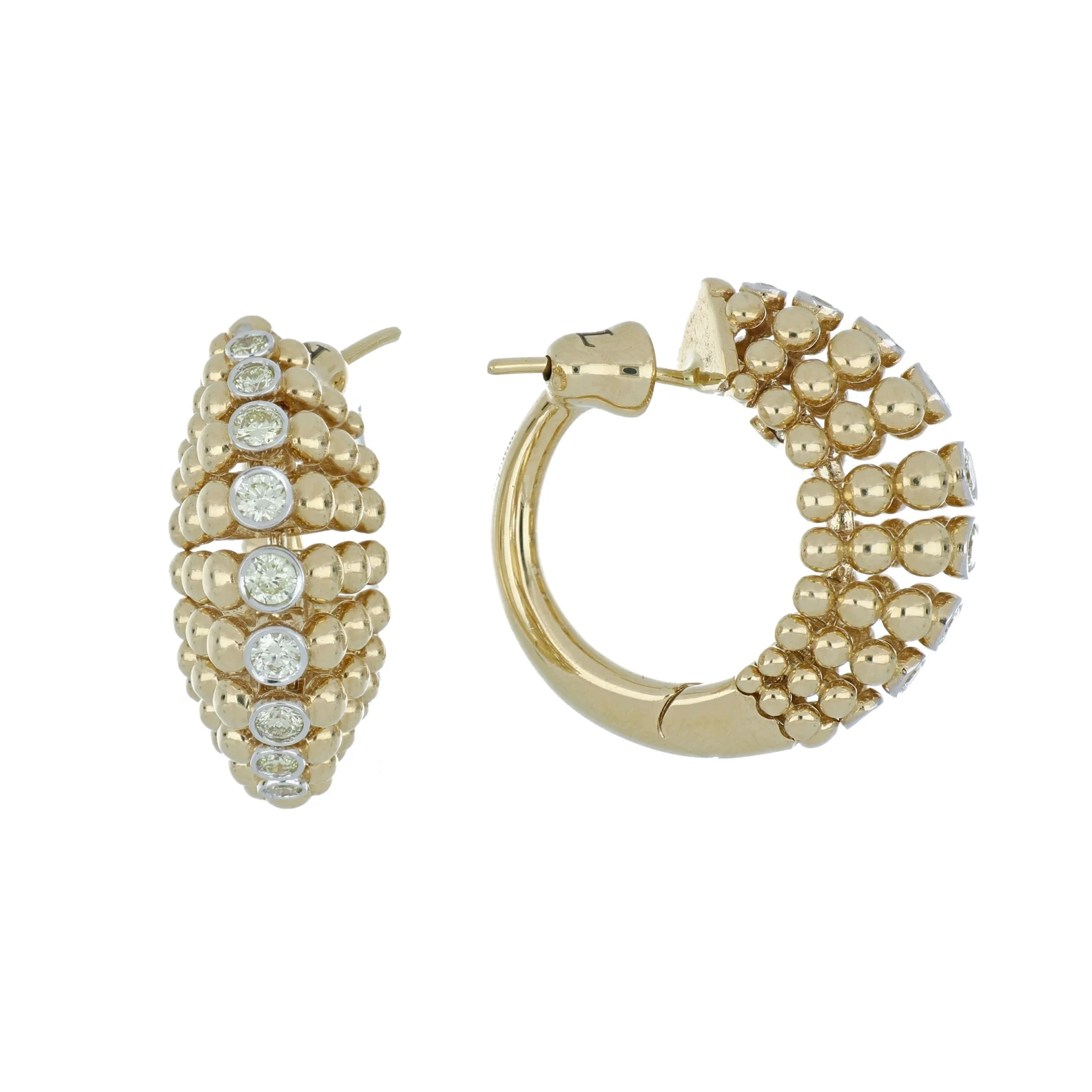 BUBBLES HOOP YELLOW GOLD EARRINGS - Image 2