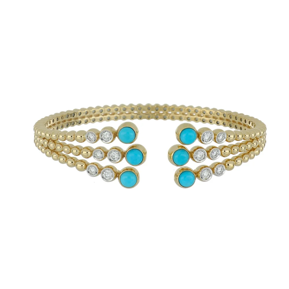 BUBBLES RAGGI YELLOW GOLD AND TURQUOISE BRACELET - Image 2