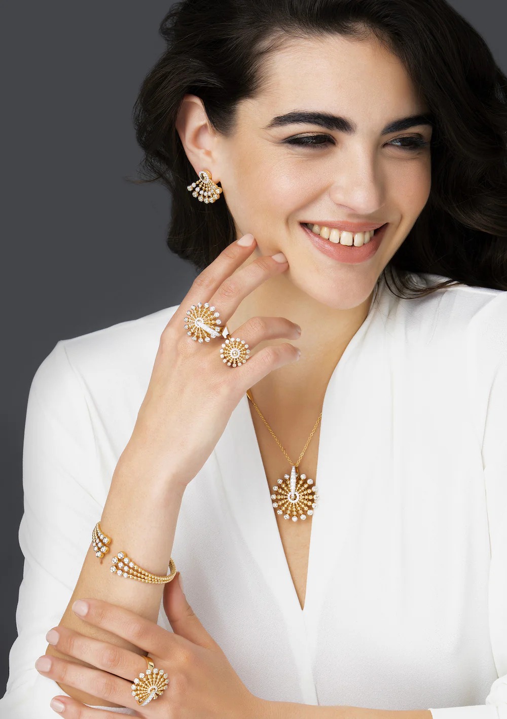 BUBBLES RAGGI WHITE AND CHAMPAGNE DIAMOND EARRINGS - Image 3