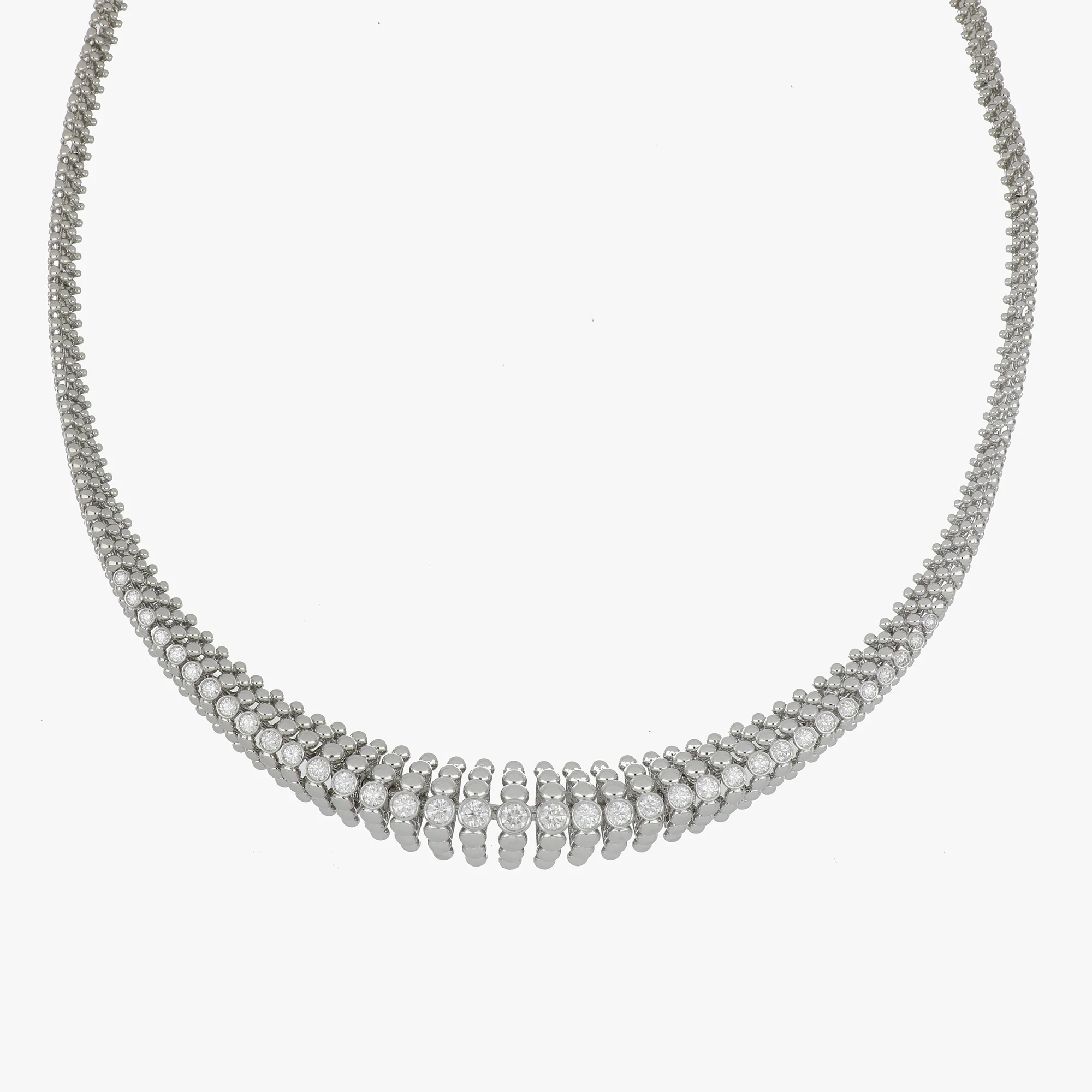 BUBBLES STRAIGHT WHITE GOLD NECKLACE - Image 2