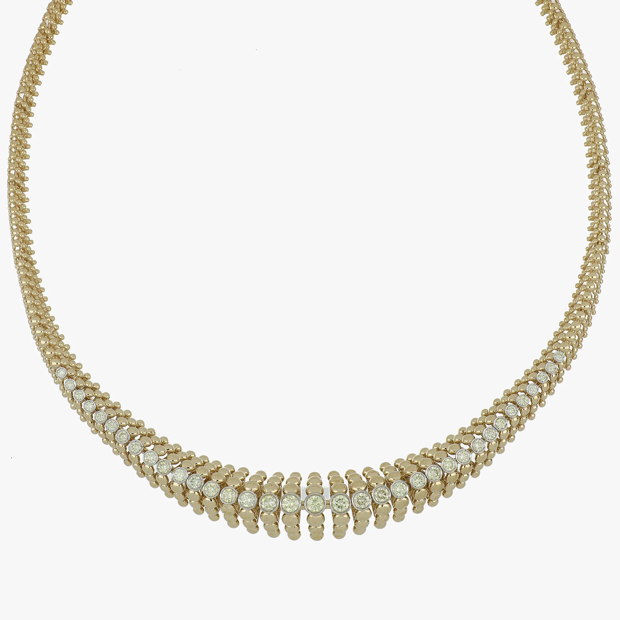 BUBBLES STRAIGHT YELLOW GOLD NECKLACE - Image 2
