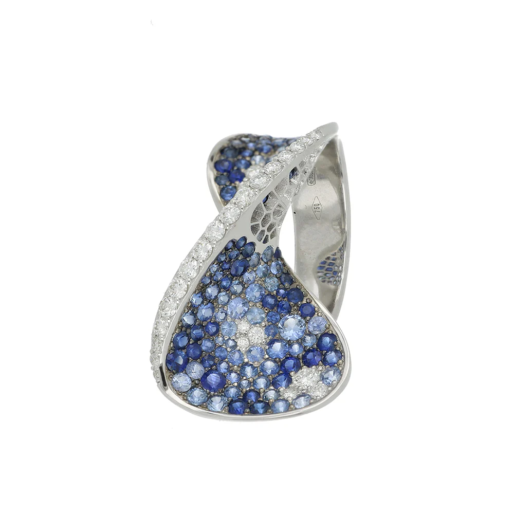 ELICA CURLY BLUE SAPPHIRES RING - Image 2