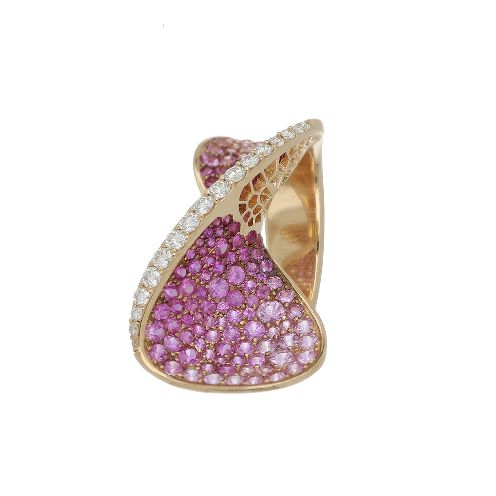 ELICA CURLY PINK SAPPHIRES RING - Image 2