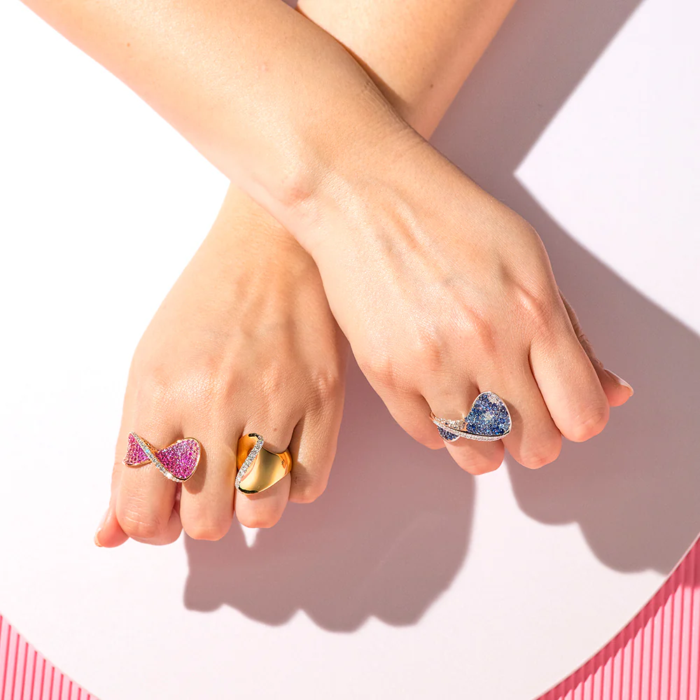 ELICA CURLY PINK SAPPHIRES RING - Image 3