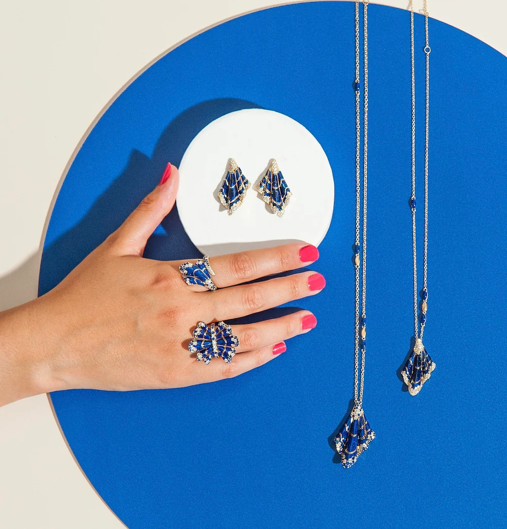 FOULARD BLUE NAVY DIAMOND PENDANT - Image 2