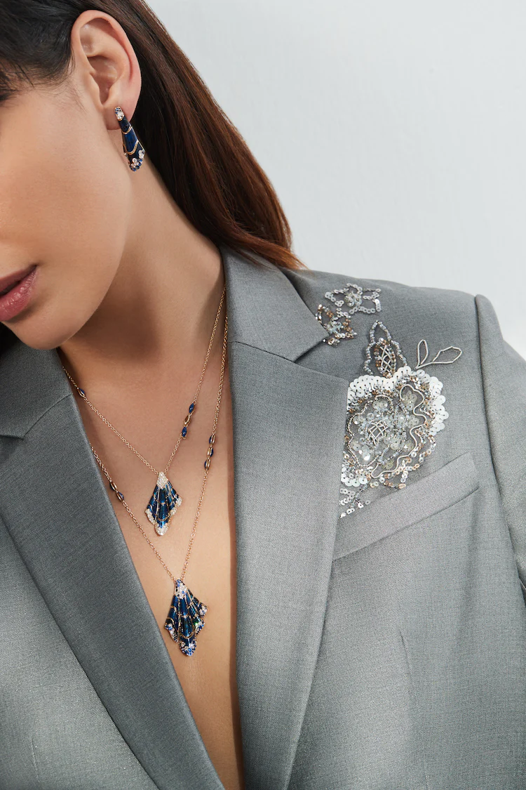 FOULARD BLUE NAVY DIAMOND PENDANT - Image 3