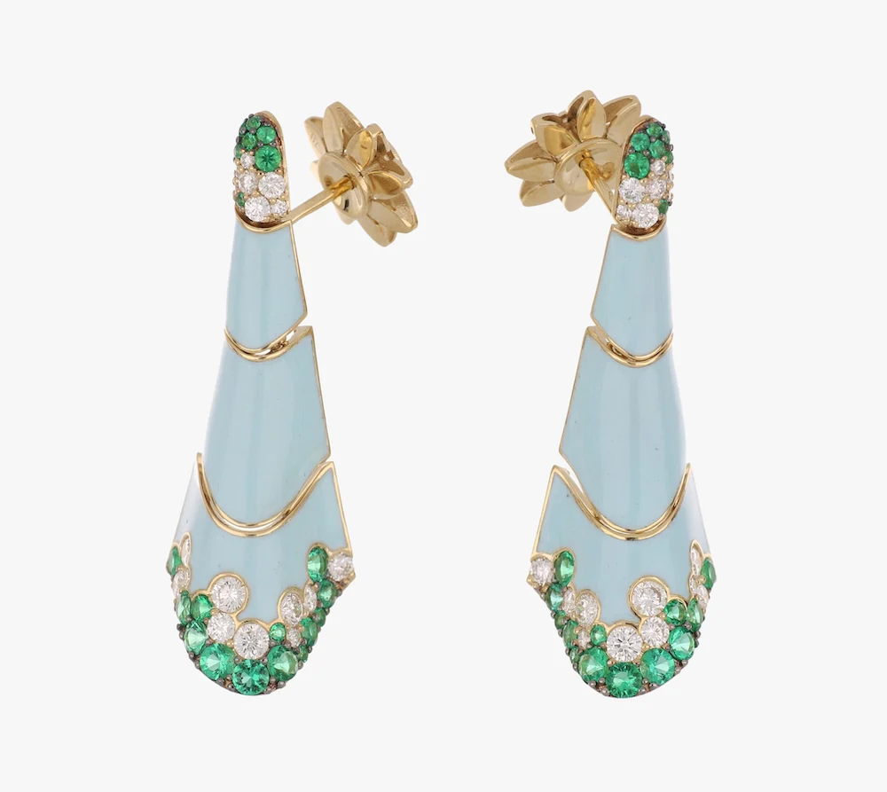 FOULARD TURQUOISE AND EMERALD EARRINGS - Image 2