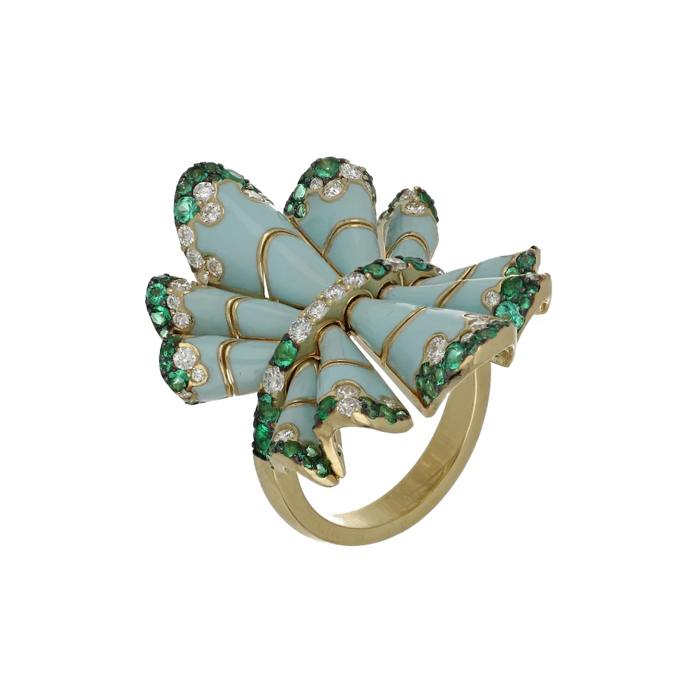 FOULARD TURQUOISE AND EMERALDS RING - Image 2