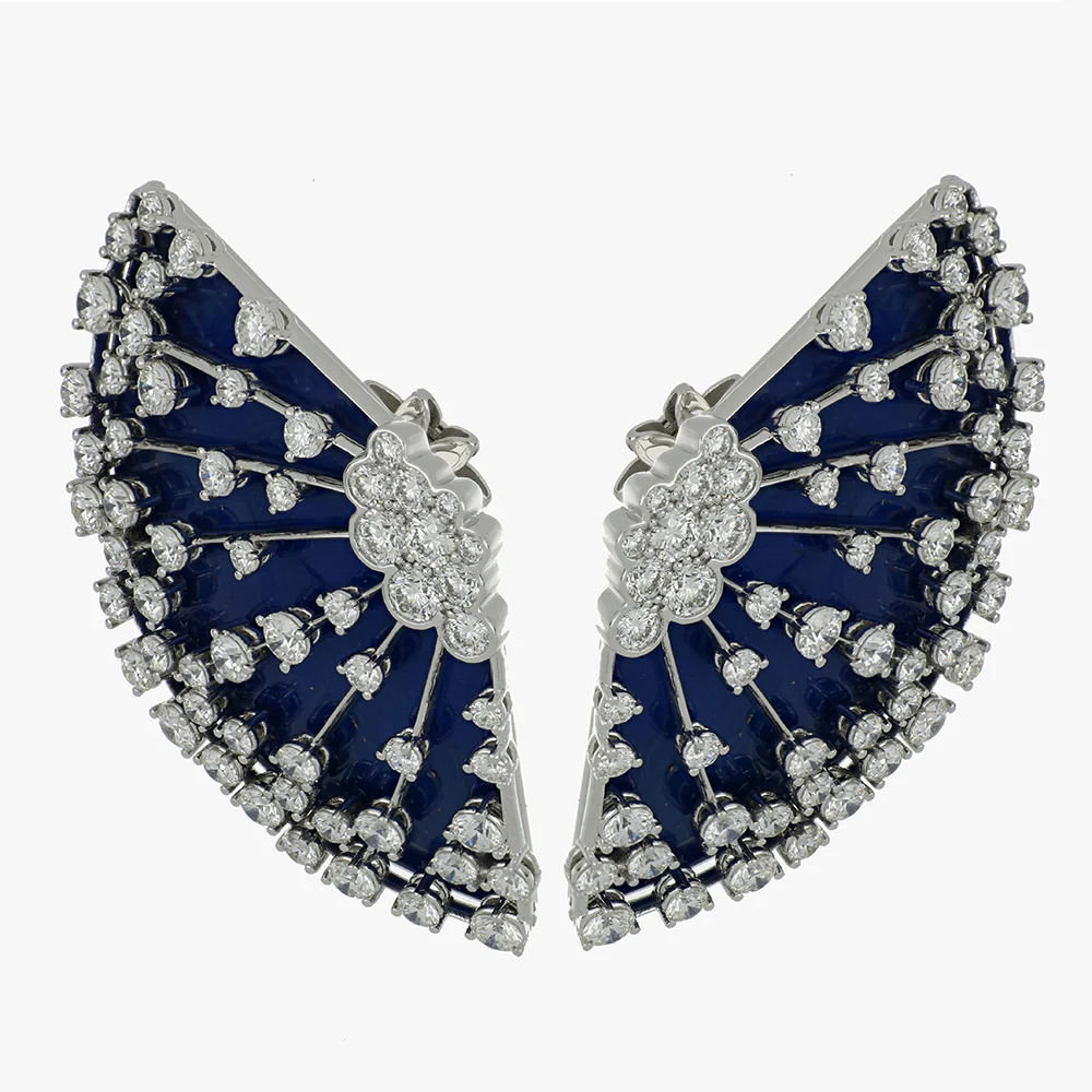 LUCCIOLA BLUE ENAMEL BIG EARRING - Image 2
