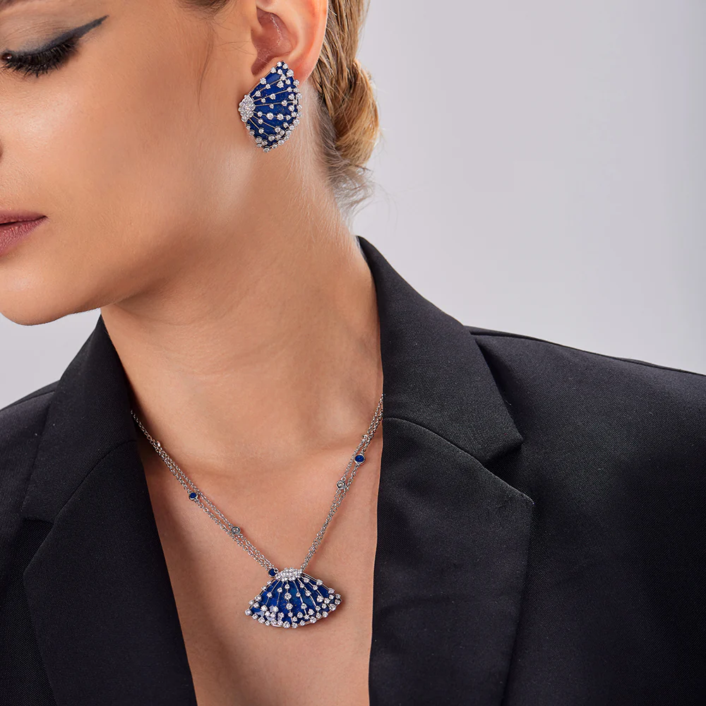 LUCCIOLA BLUE ENAMEL MEDIUM EARRINGS - Image 3