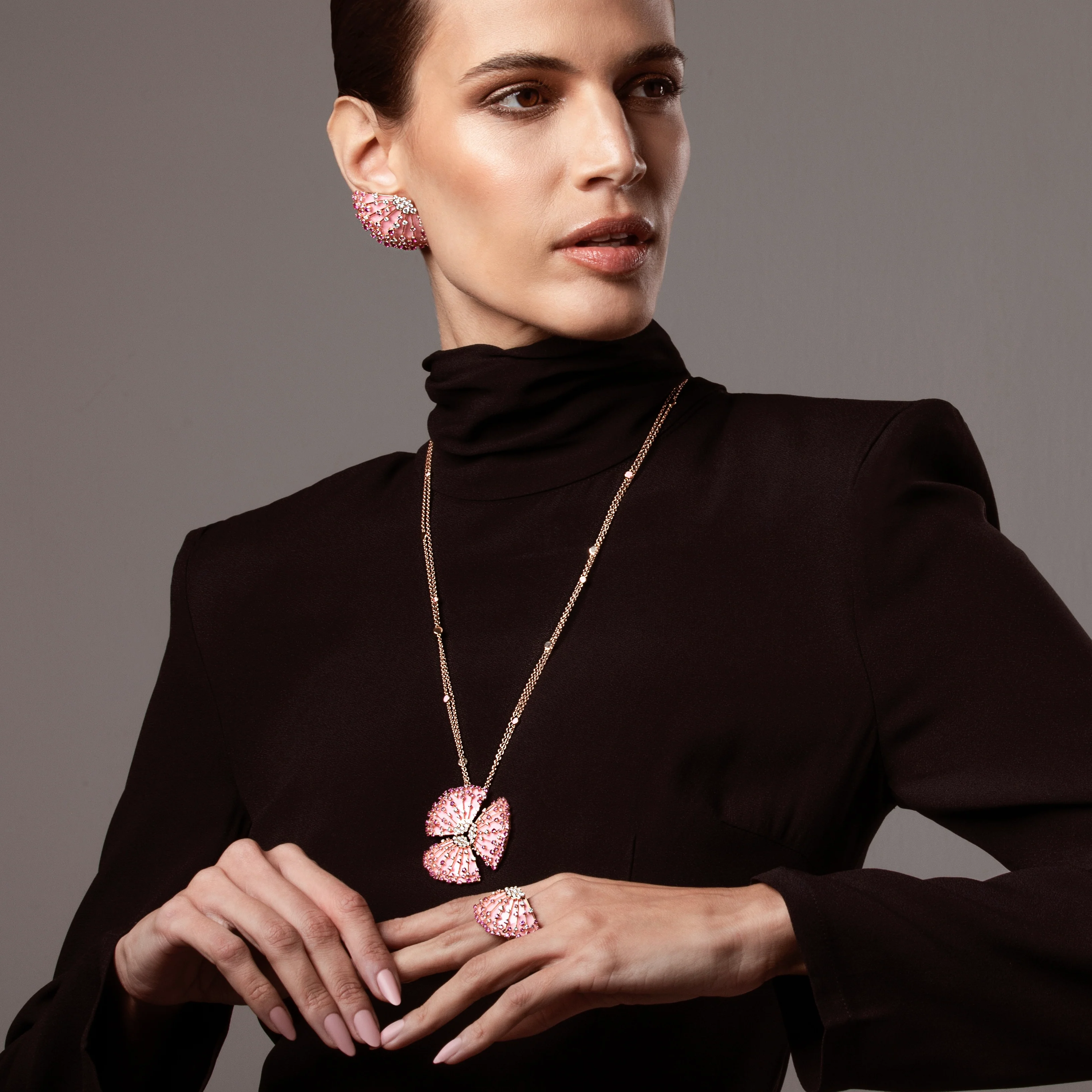 LUCCIOLA PINK SAPPHIRES BIG EARRINGS - Image 3