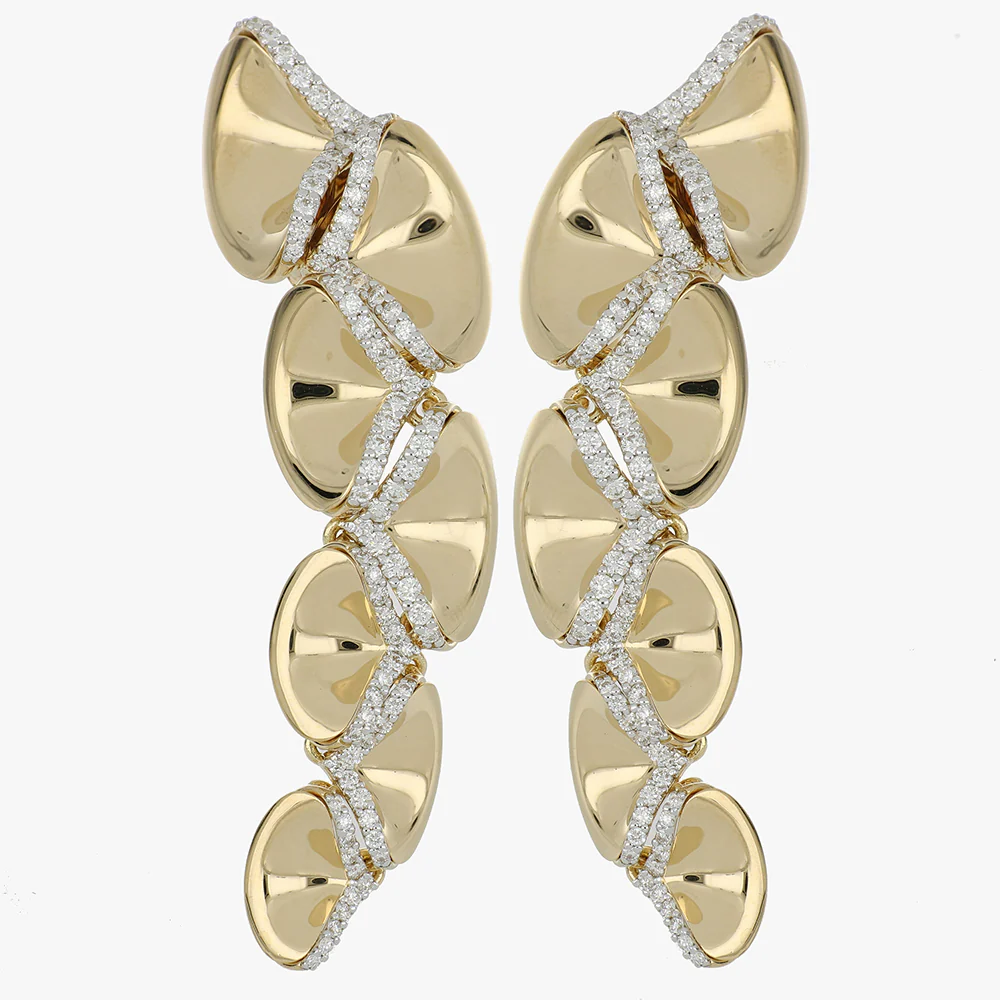 NINFEA LONG YELLOW GOLD EARRINGS - Image 2