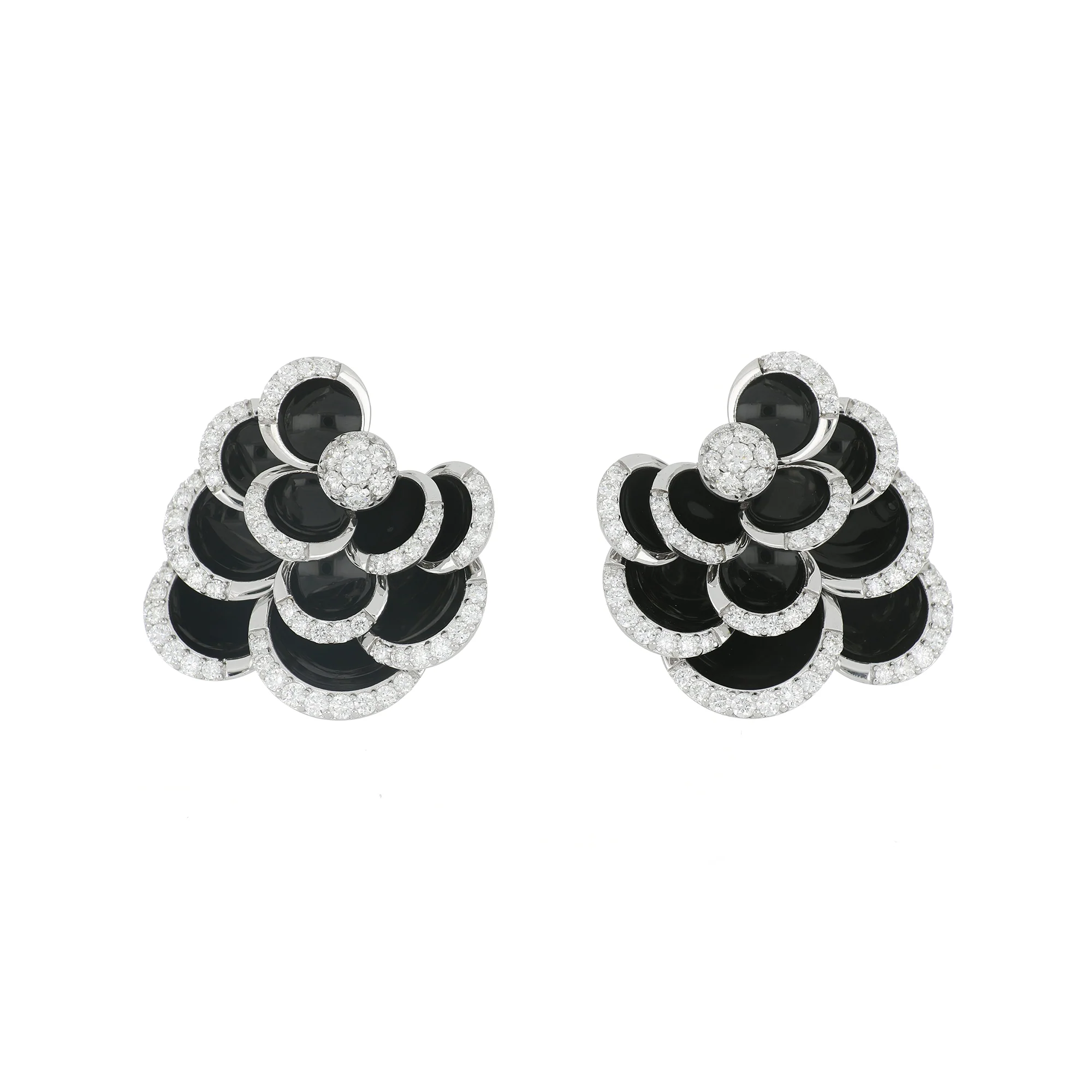 PETALS BLACK ENAMEL EARRINGS - Image 2