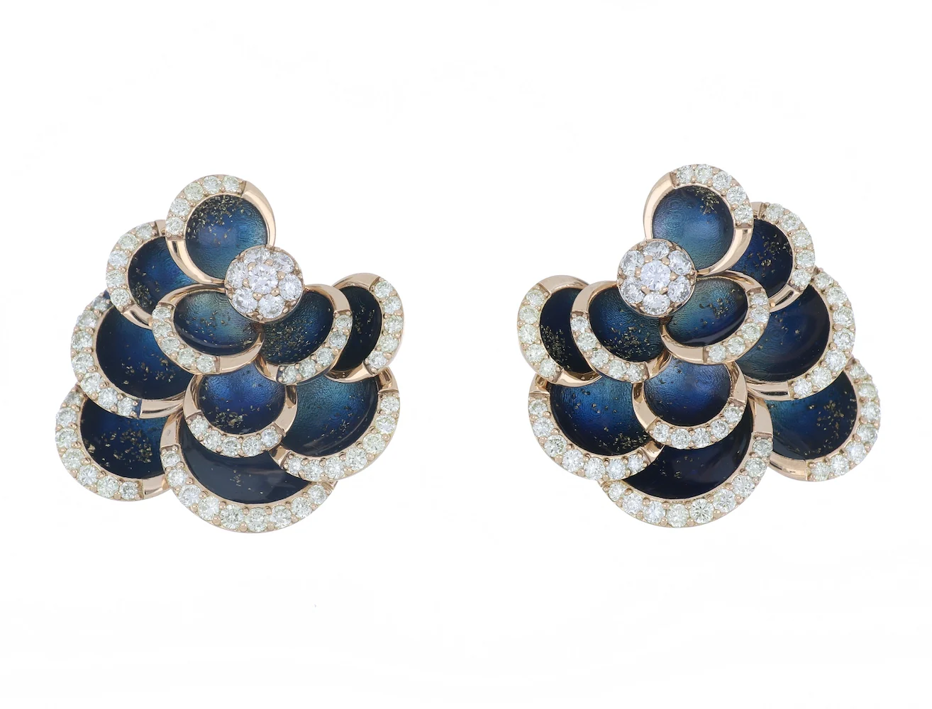 PETALS BLUE ENAMEL EARRINGS - Image 2