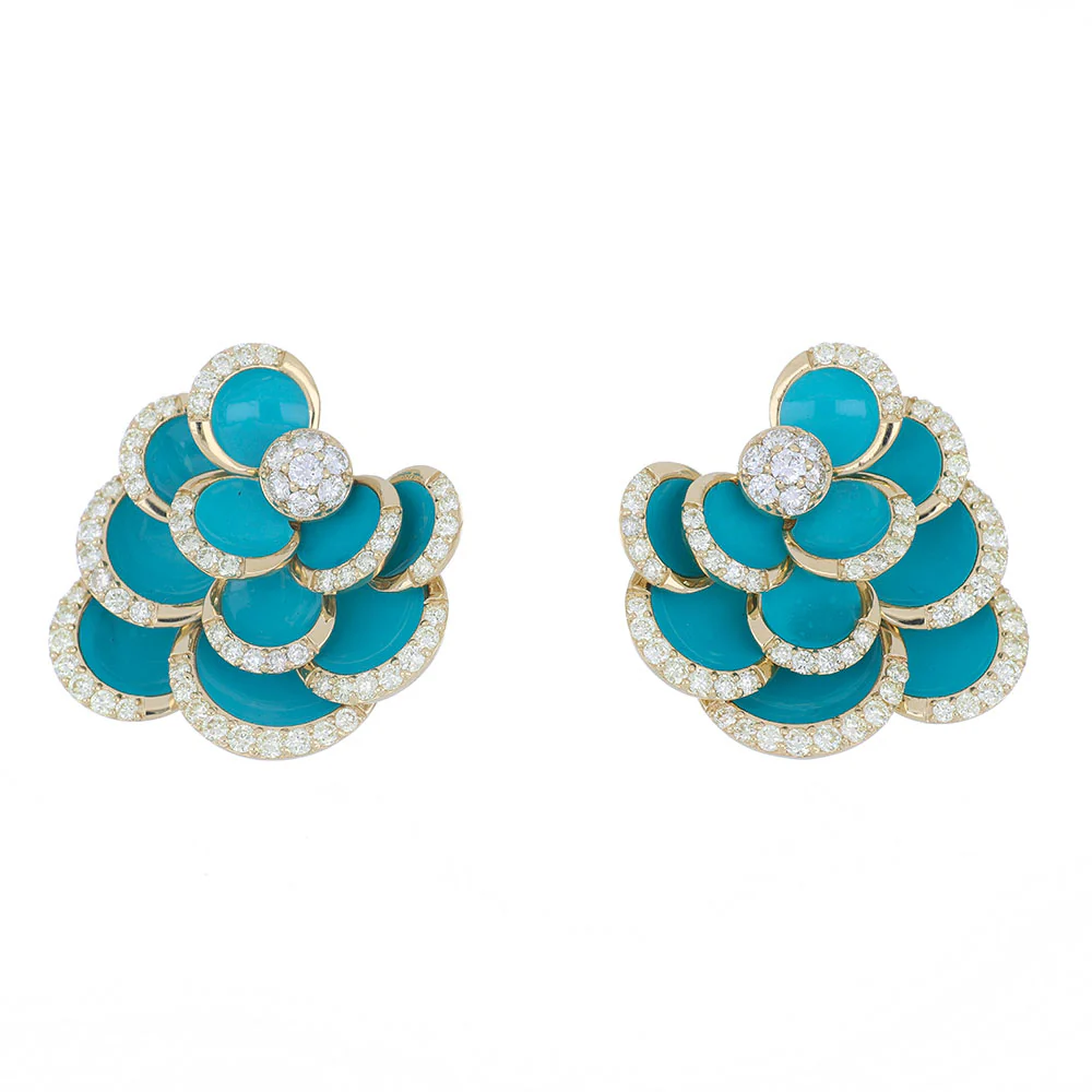 PETALS TURQUOISE ENAMEL EARRINGS - Image 2