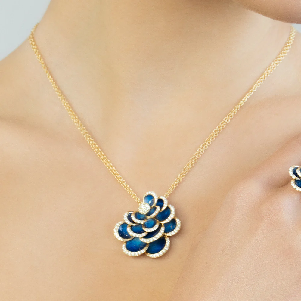 PETALS BLUE ENAMEL PENDANT - Image 3