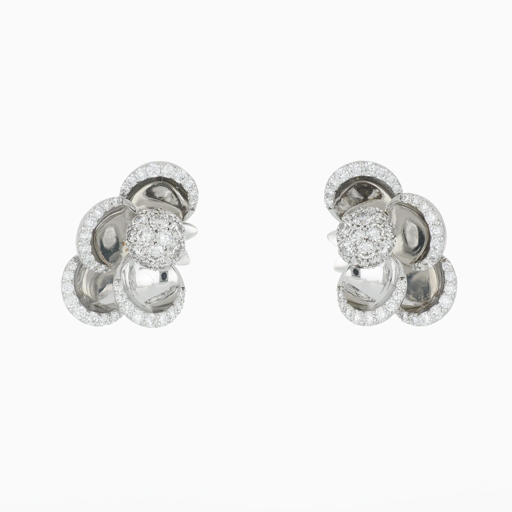 PETALS SMALL WHITE GOLD EARRINGS - Image 2