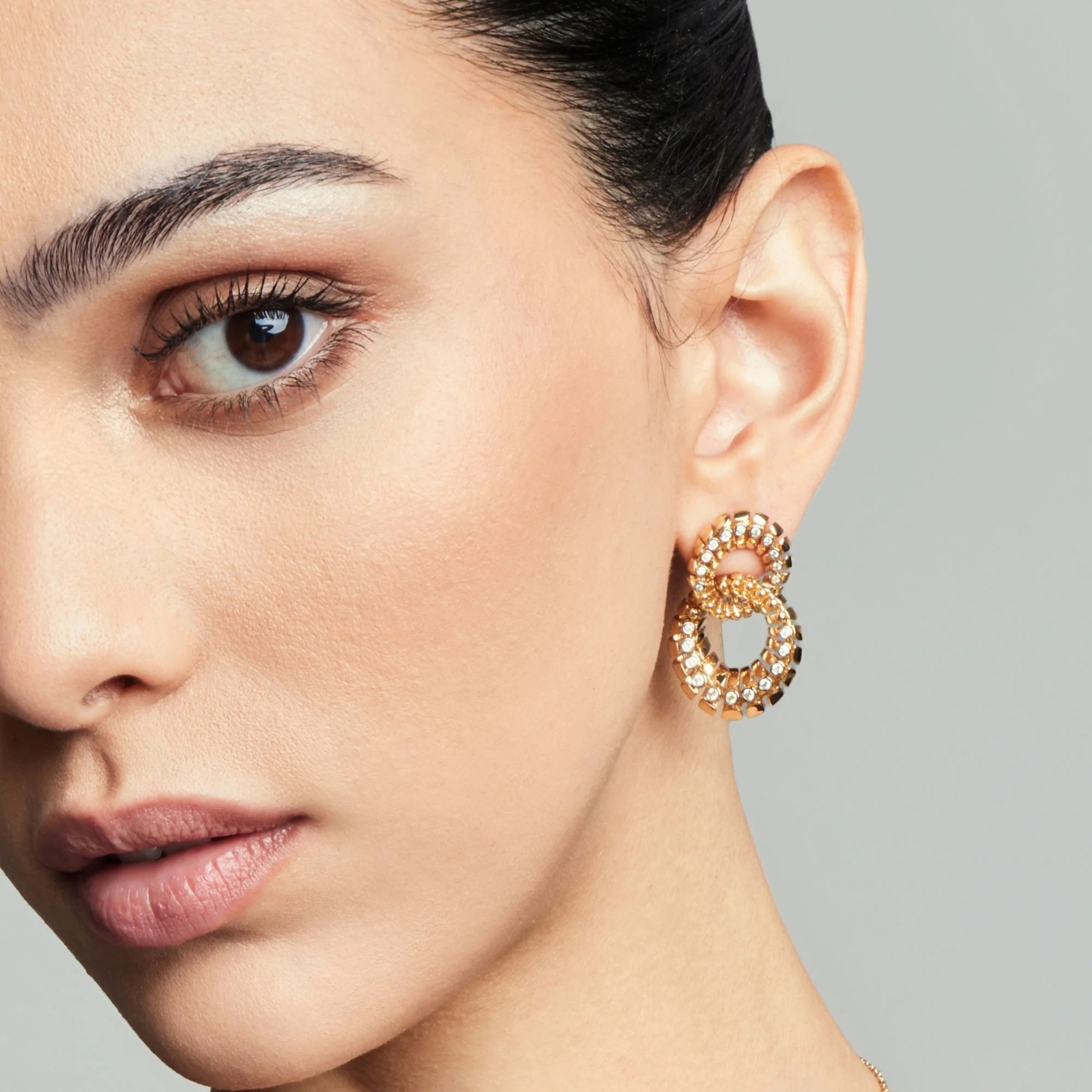 SNODO DOUBLE YELLOW GOLD EARRINGS