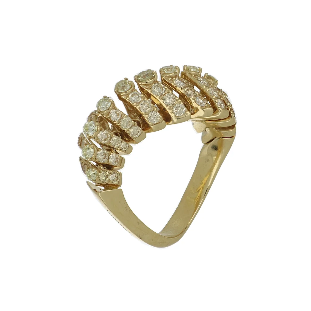 SOFFIO YELLOW GOLD DIAMONDS PAVÈ RING - Image 2