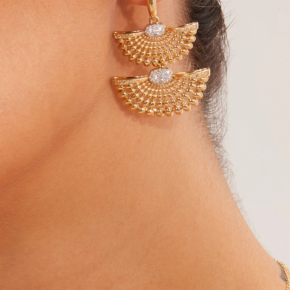 SOLEGIRA YELLOW GOLD DOUBLE EARRINGS
