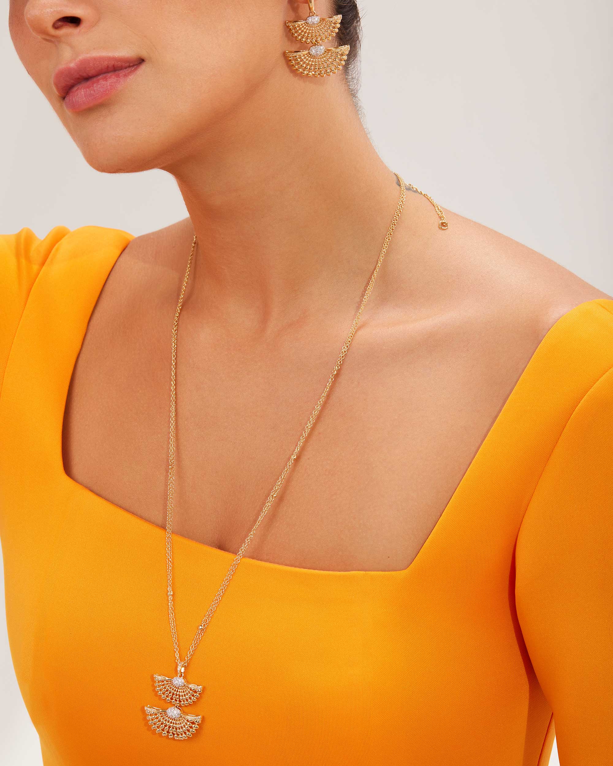 SOLEGIRA YELLOW GOLD DOUBLE EARRINGS - Image 3