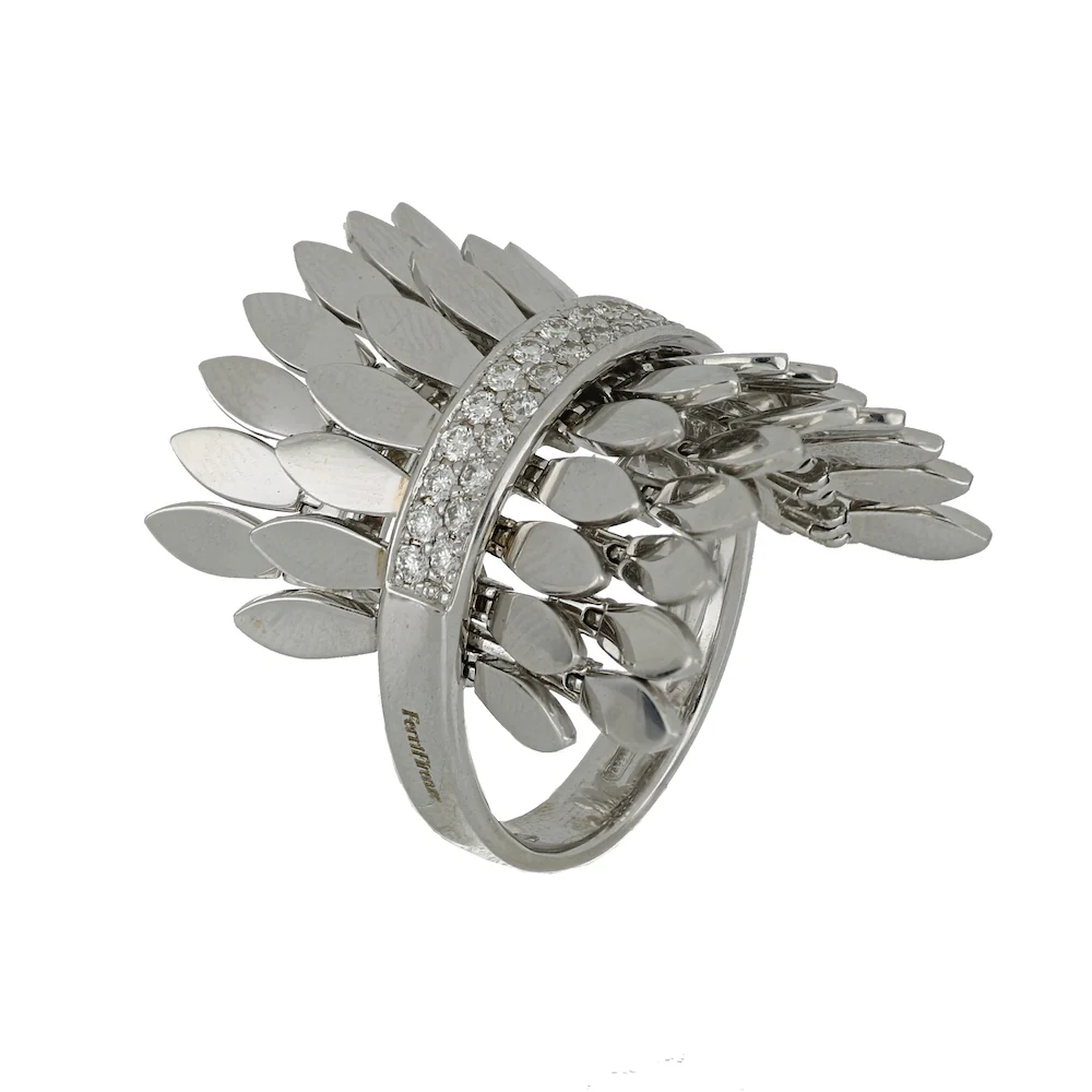 SPETTINATO DOUBLE WHITE GOLD RING - Image 2