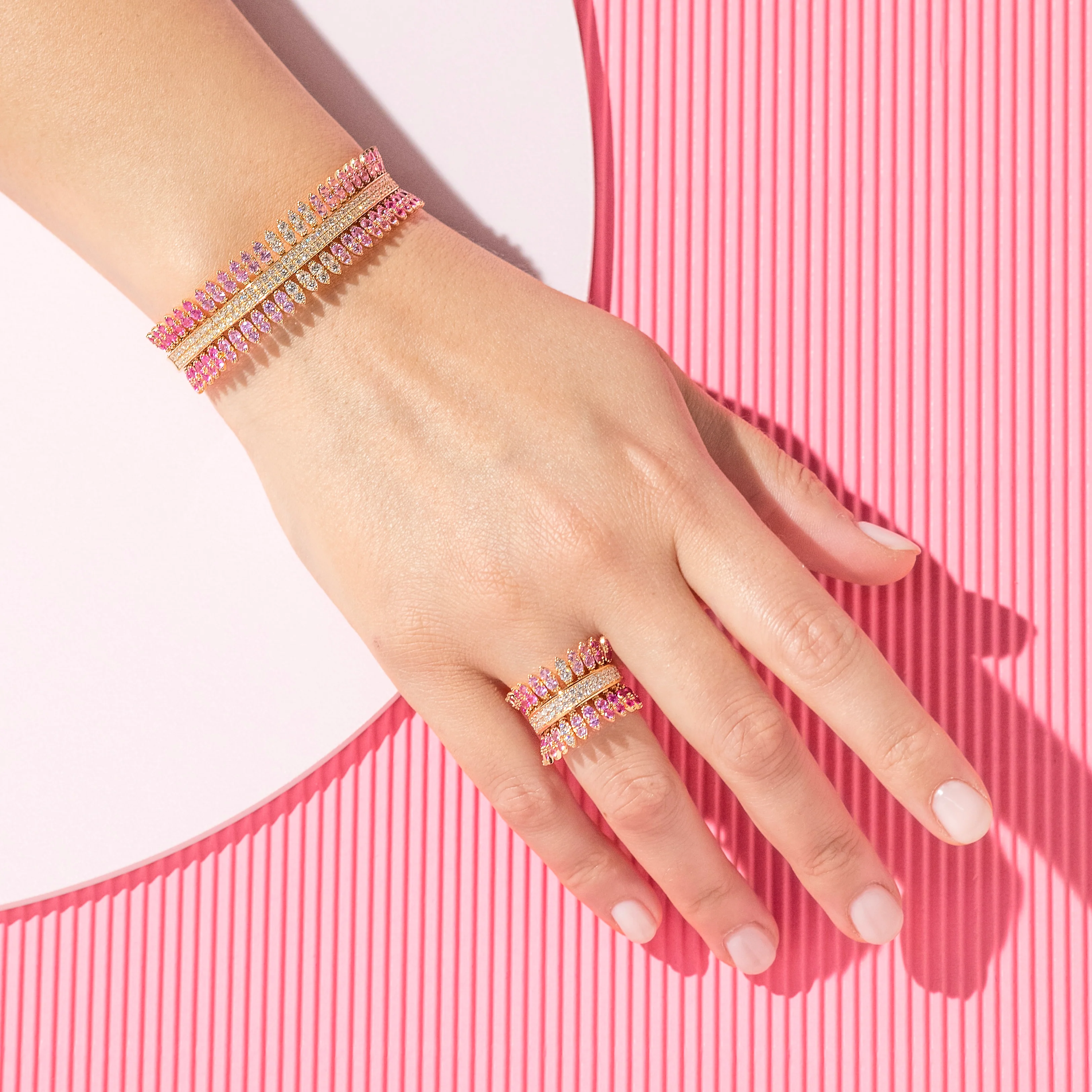 SPETTINATO PINK SAPPHIRE DIAMONDS BRACELET - Image 3