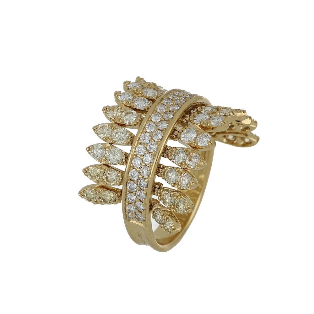 SPETTINATO YELLOW GOLD PAVÉ RING - Image 2