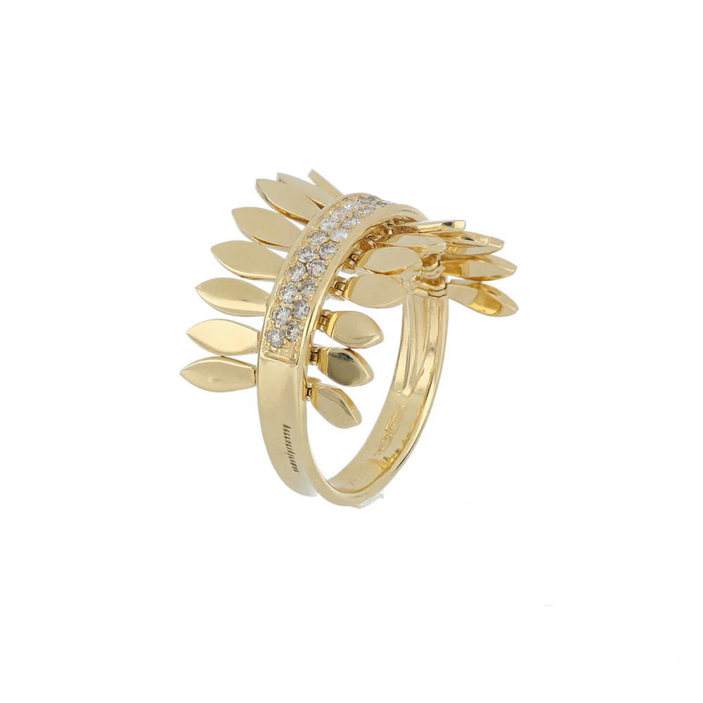 SPETTINATO YELLOW GOLD RING - Image 3