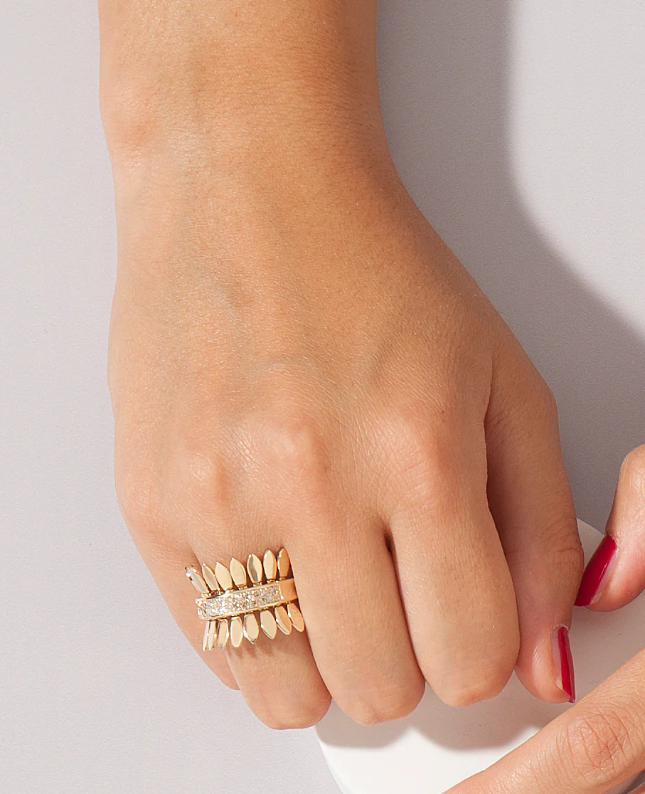 SPETTINATO YELLOW GOLD RING - Image 6
