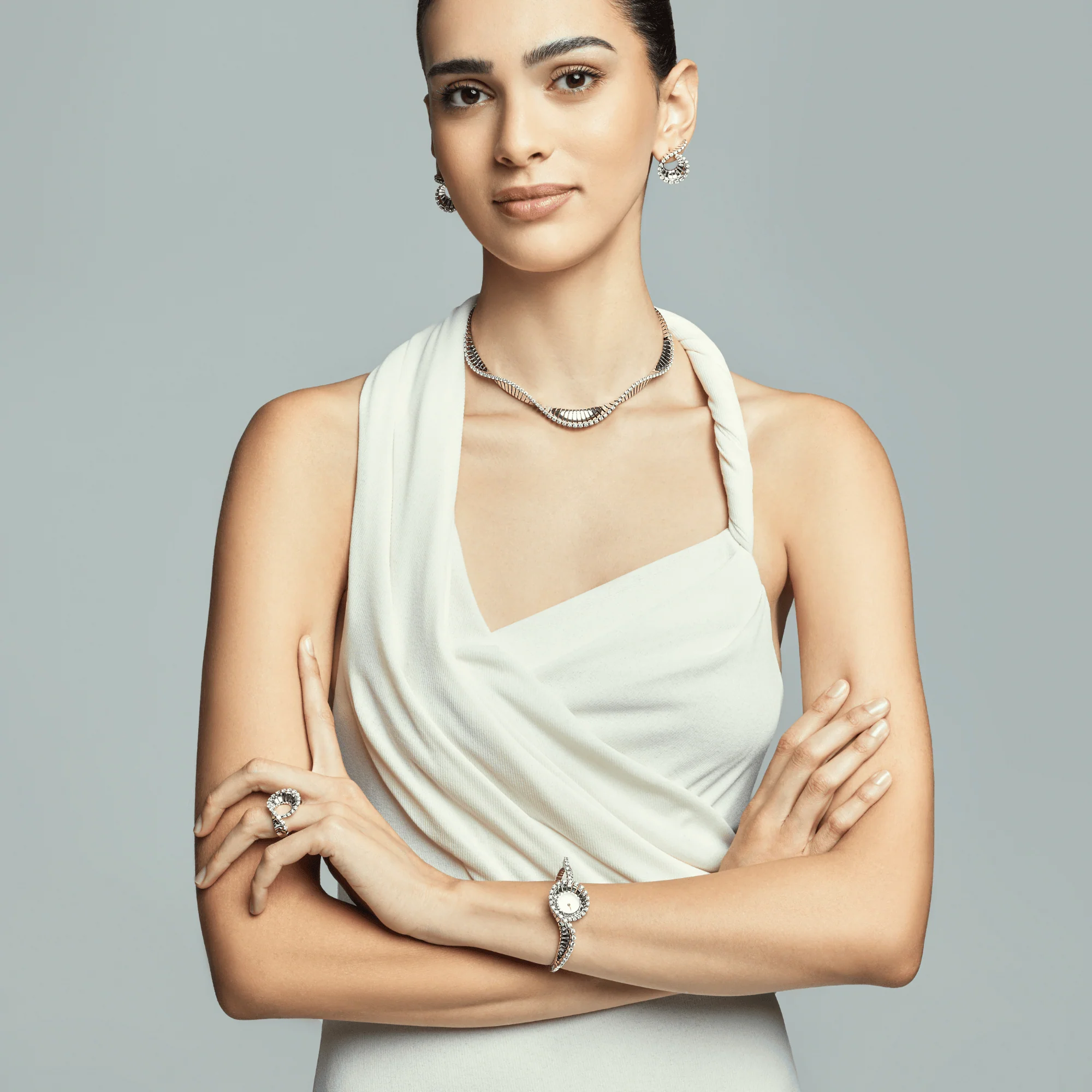 VITO CURLY RING WHITE GOLD - Image 3