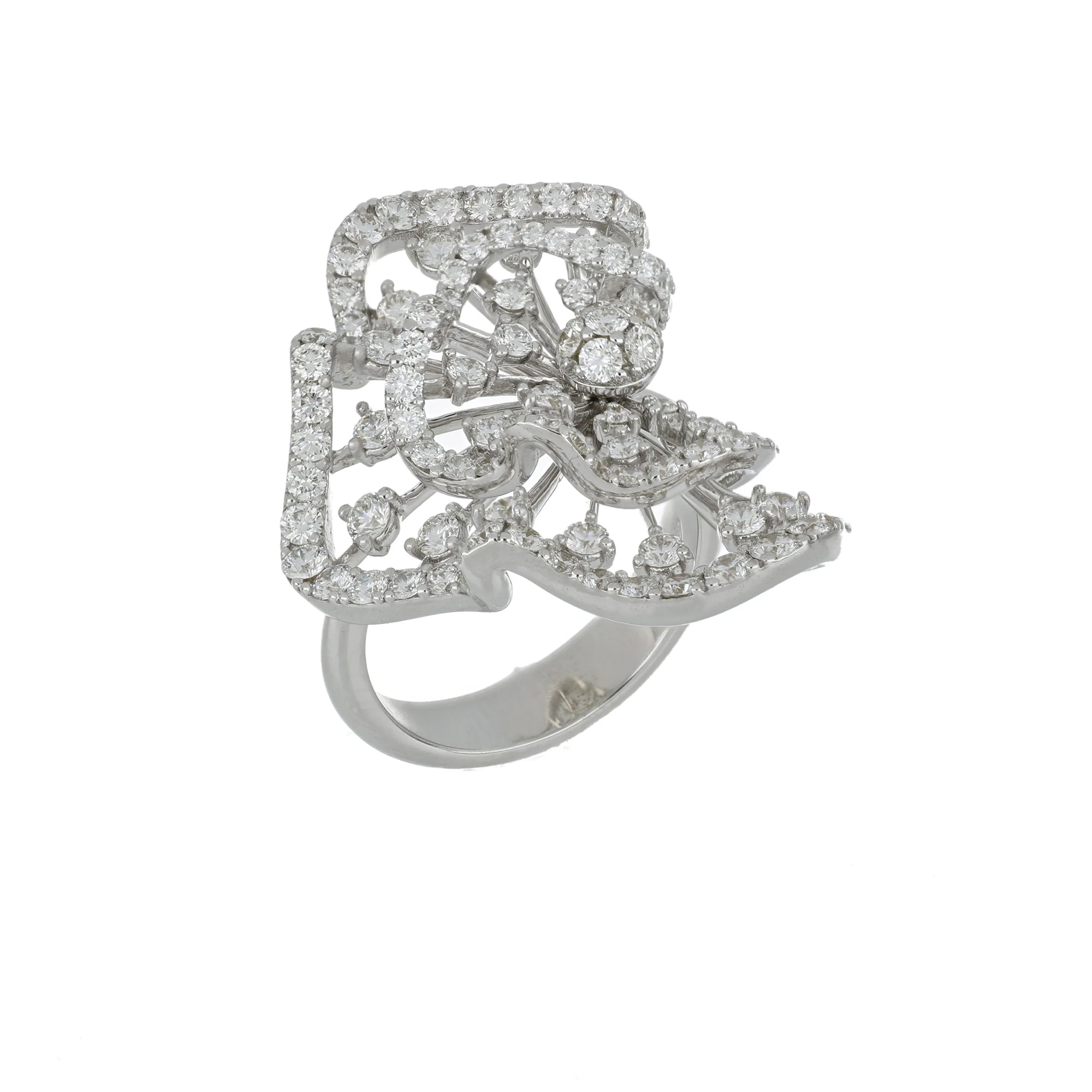 WHITE WONDERS PLISSÉ BIG SIDE WHITE GOLD RING - Image 2